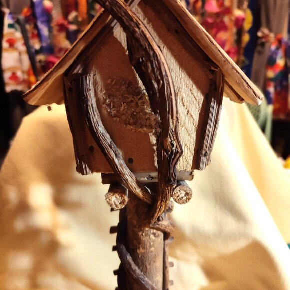 Handmade Wooden Birdhouse: Tall Rustic Garden Decor - SHIPS FREE - Picture 7 of 10